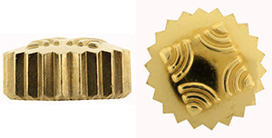 Zenith® Genuine, Vintage Crown (Waterproof), outside diameter of crown 3.5 mm, colour: yellow, flush pipe, square with 4 motifs in corner
