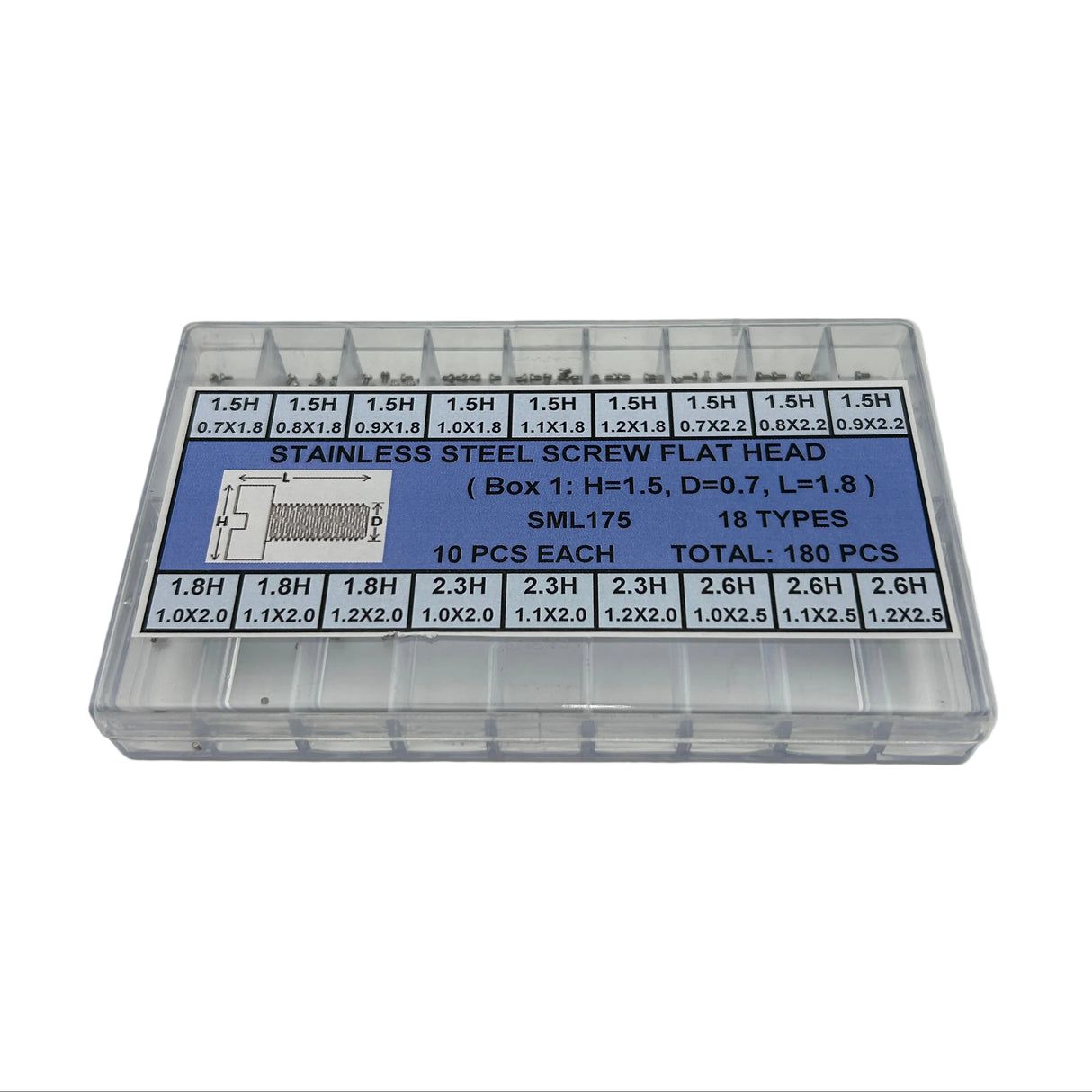 Stainless Steel Flat Head Screw Assortment (180 Pieces)