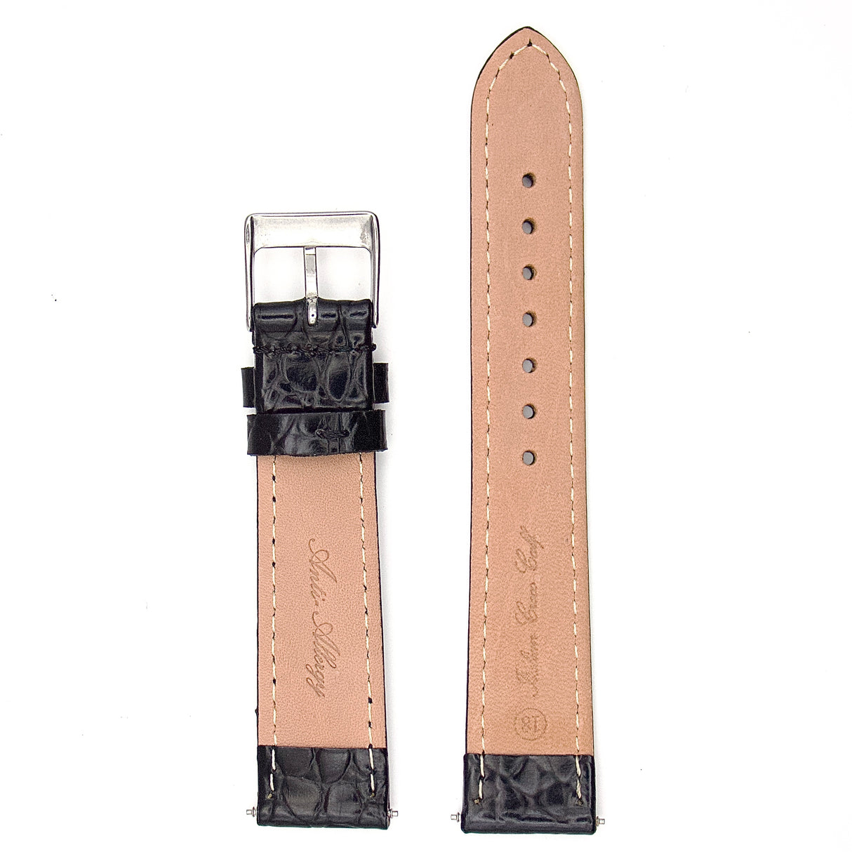 Crocodile Grain Genuine Leather Strap - Brown (by PERRIN)
