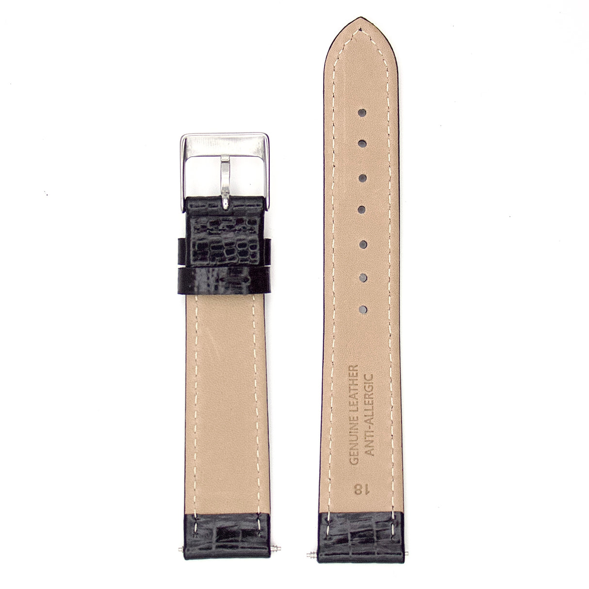 Lizard Grain Genuine Leather Strap - Brown (by PERRIN)