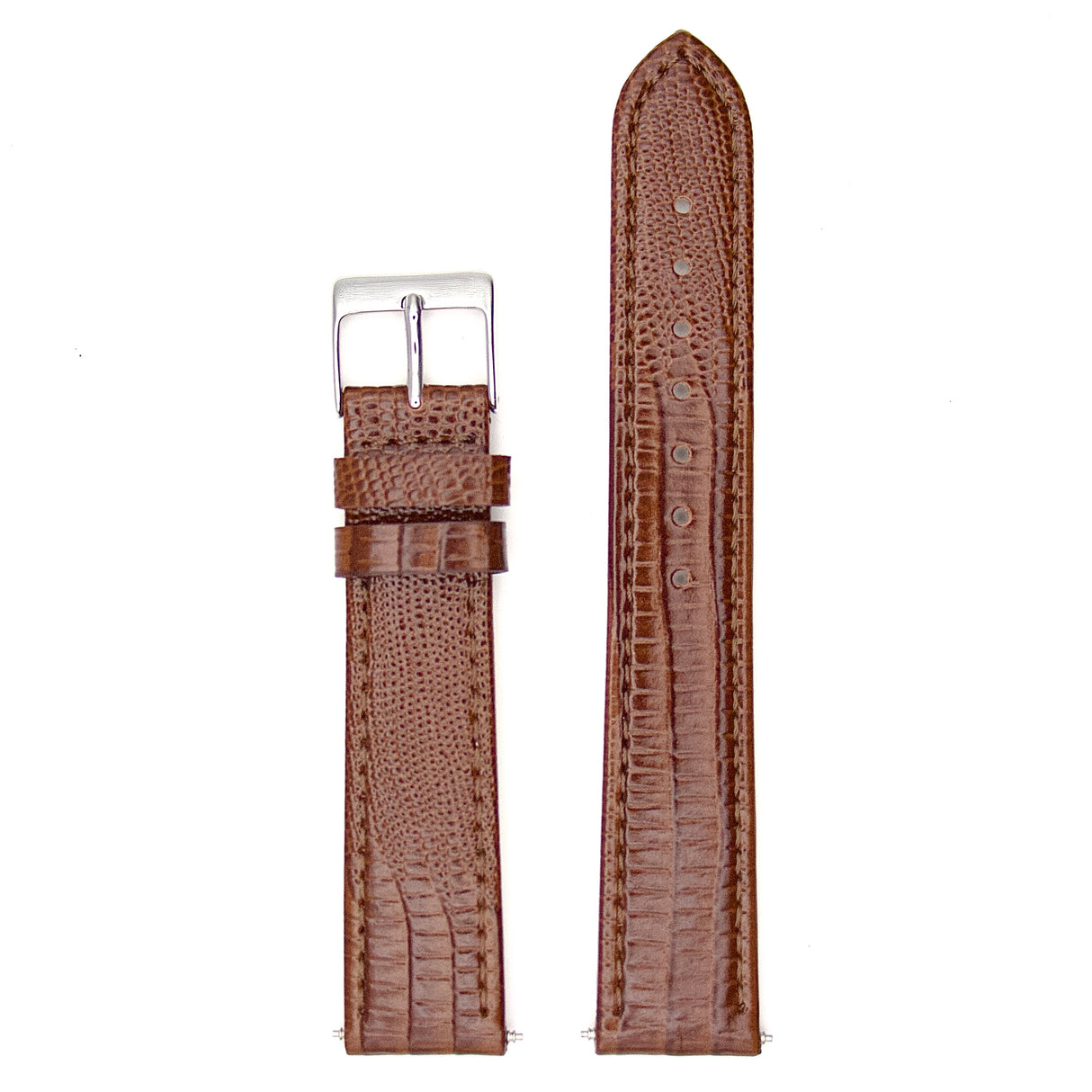 Lizard Grain Genuine Leather Strap - Brown (by PERRIN)