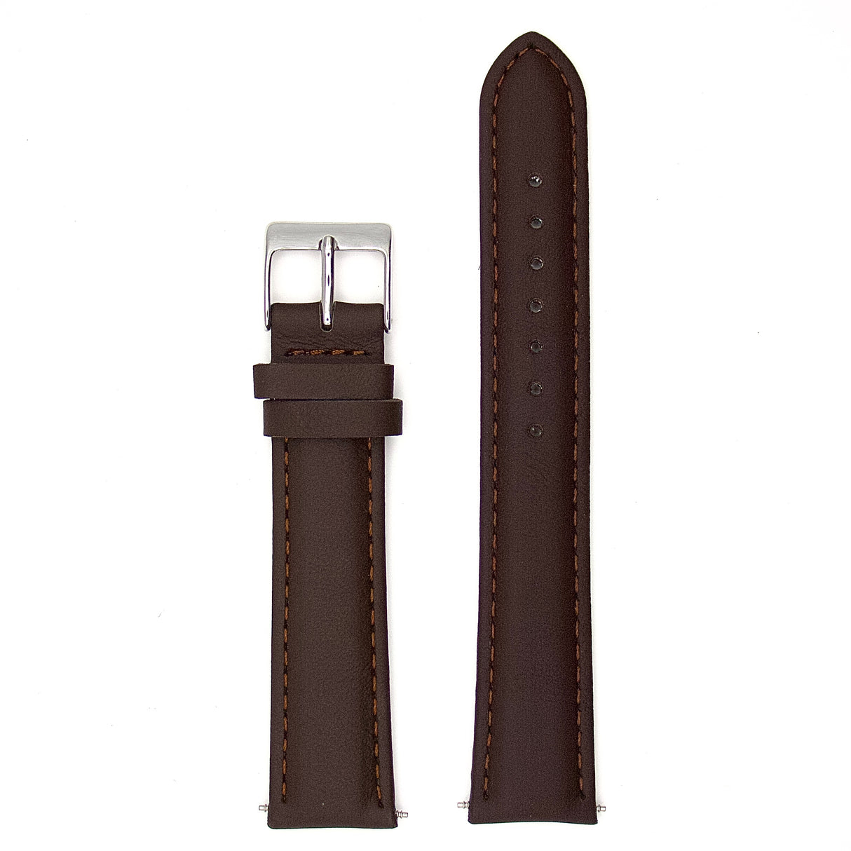 Plain Grain Genuine Leather Strap - Brown (by PERRIN)