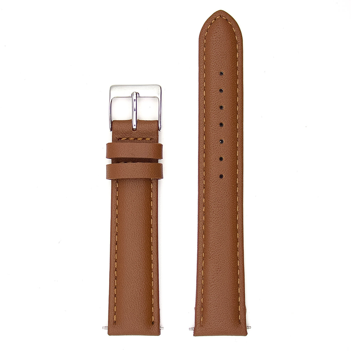 Plain Grain Genuine Leather Strap - Tan (by PERRIN)