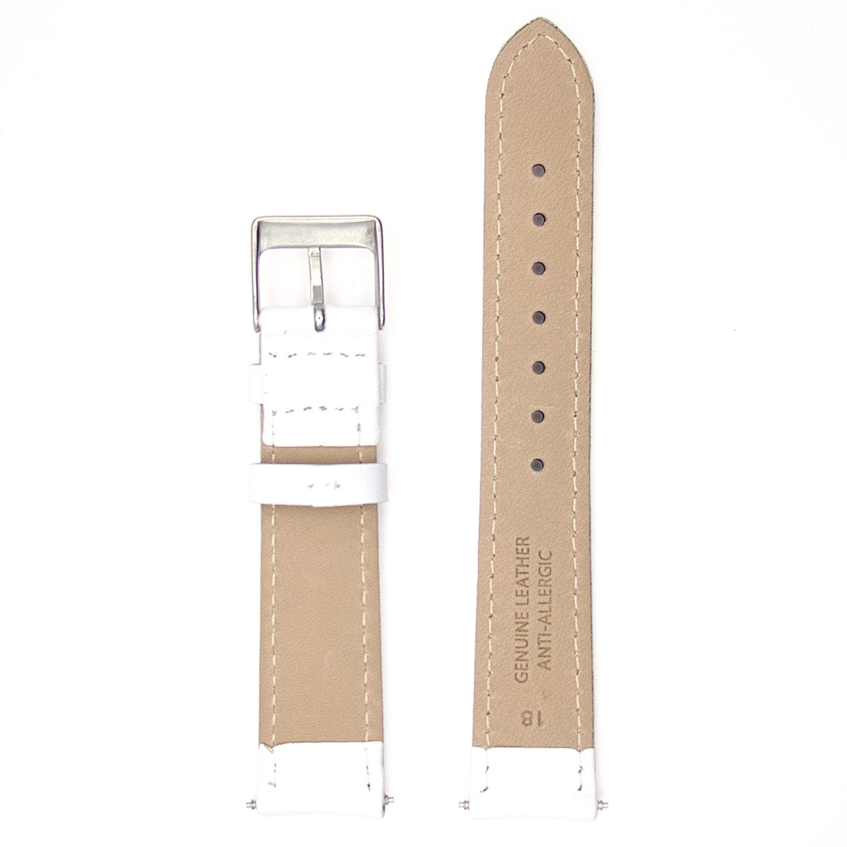 Plain Grain Genuine Leather Strap - White (by PERRIN)