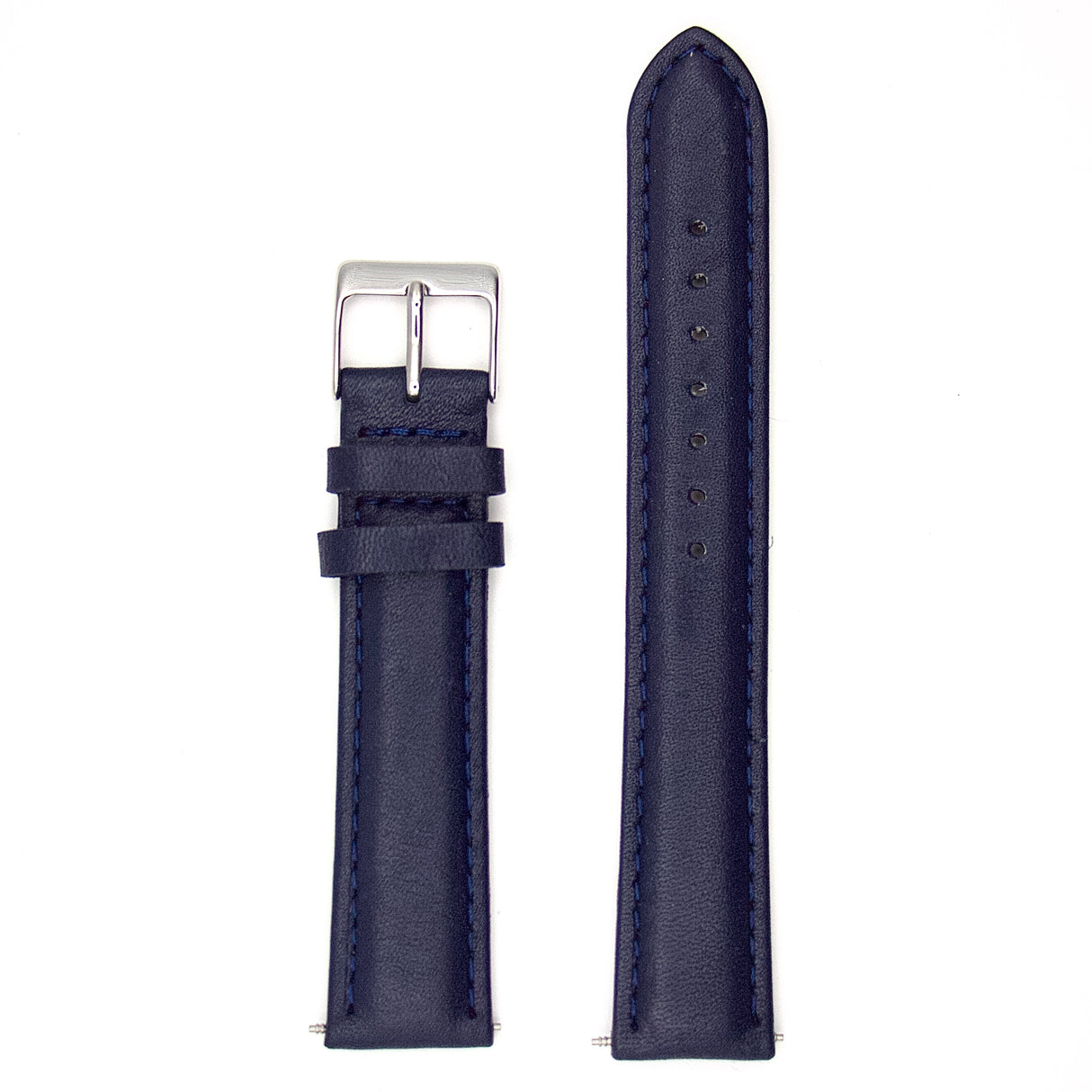 Plain Grain Genuine Leather Strap - Navy (by PERRIN)