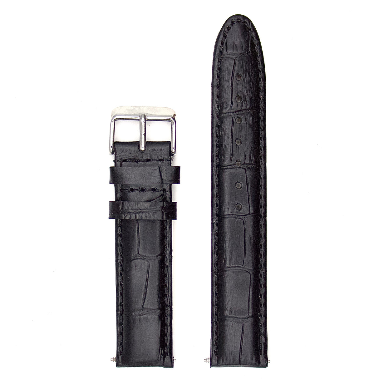 Italian Crocodile Genuine Leather Strap - Black (by PERRIN)
