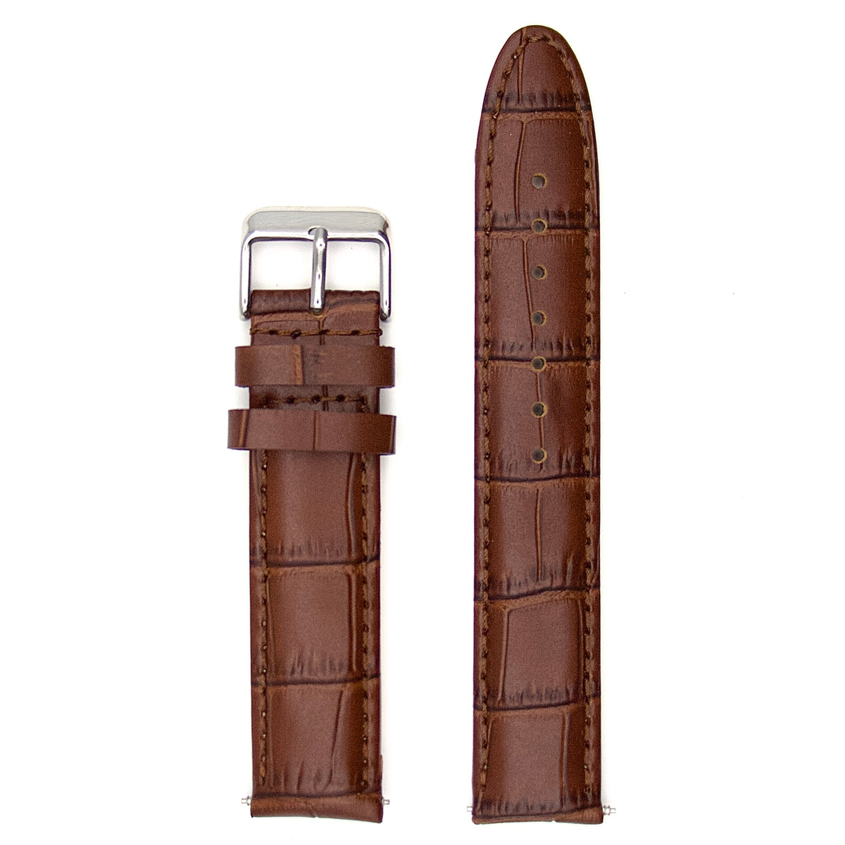 Italian Crocodile Genuine Leather Strap - Brown (by PERRIN)