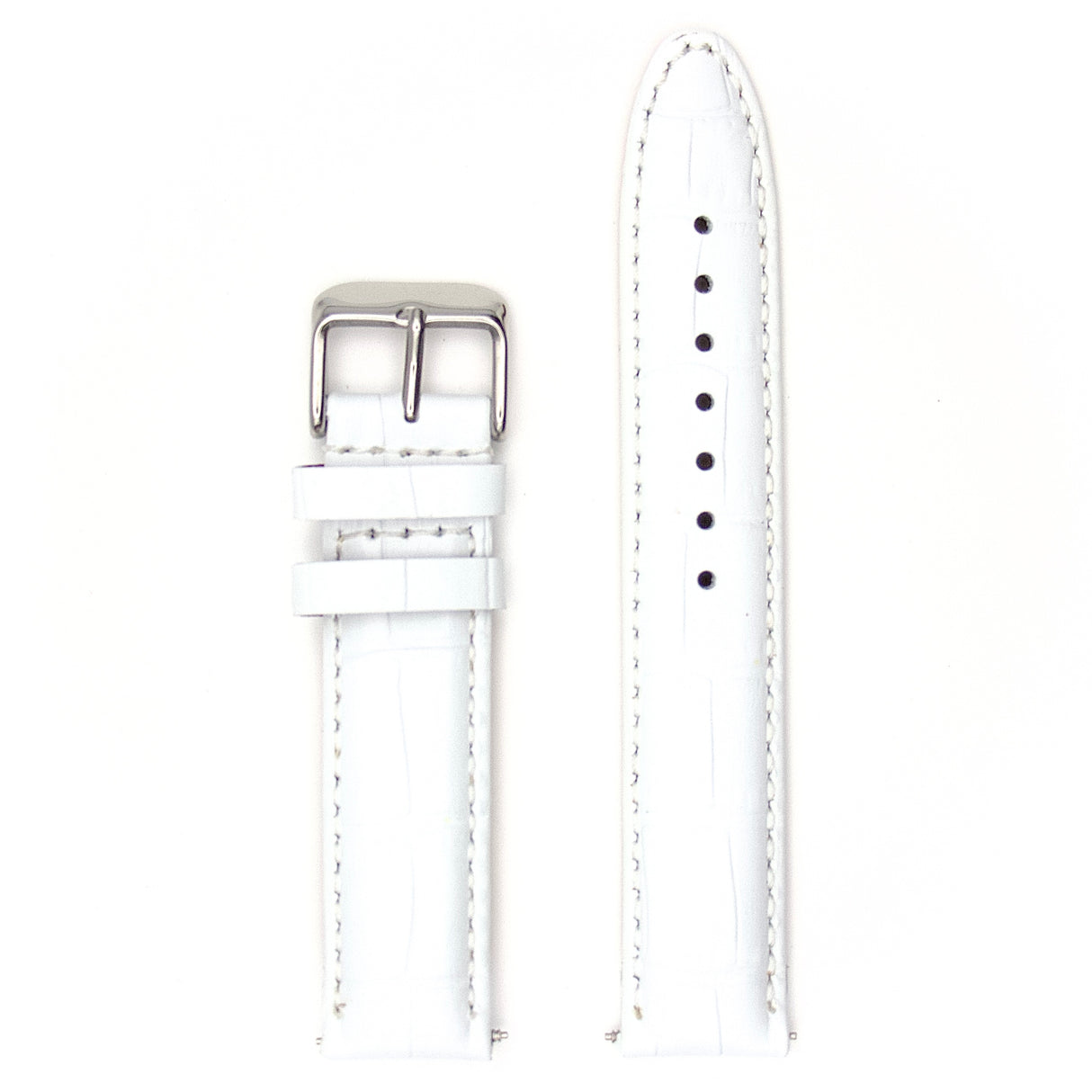 Italian Crocodile Genuine Leather Strap - White (by PERRIN)