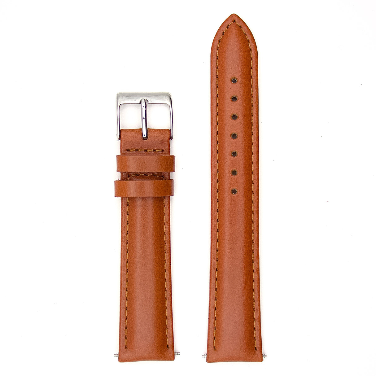 Polished Plain Grain Genuine Leather Strap - Tan (by PERRIN)