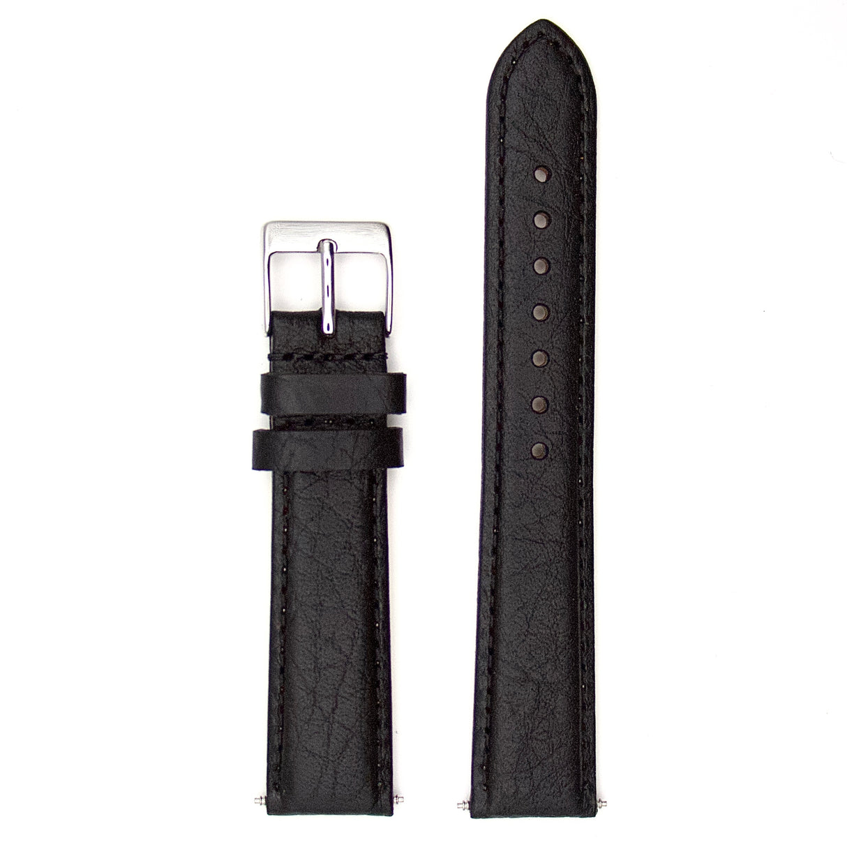 Buffalo Grain Genuine Leather Strap - Black (by PERRIN)