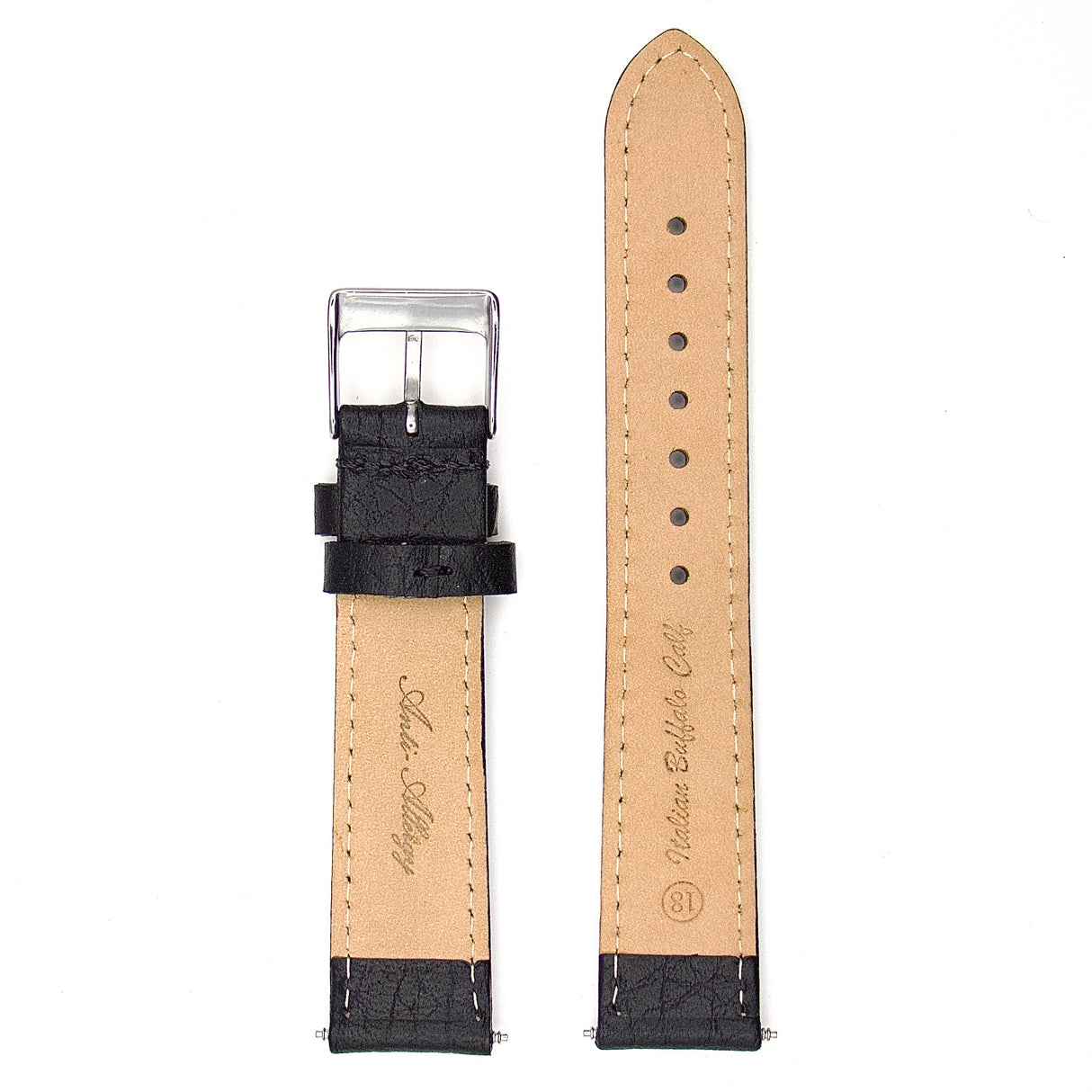 Buffalo Grain Genuine Leather Strap - Navy (by PERRIN)