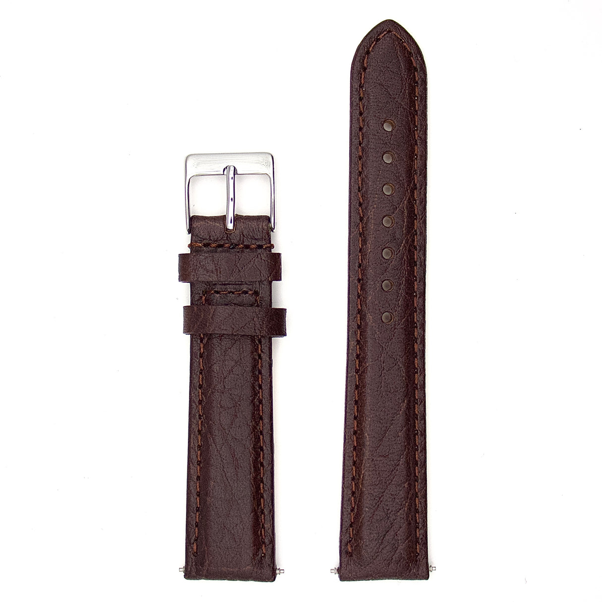 Buffalo Grain Genuine Leather Strap - Brown (by PERRIN)