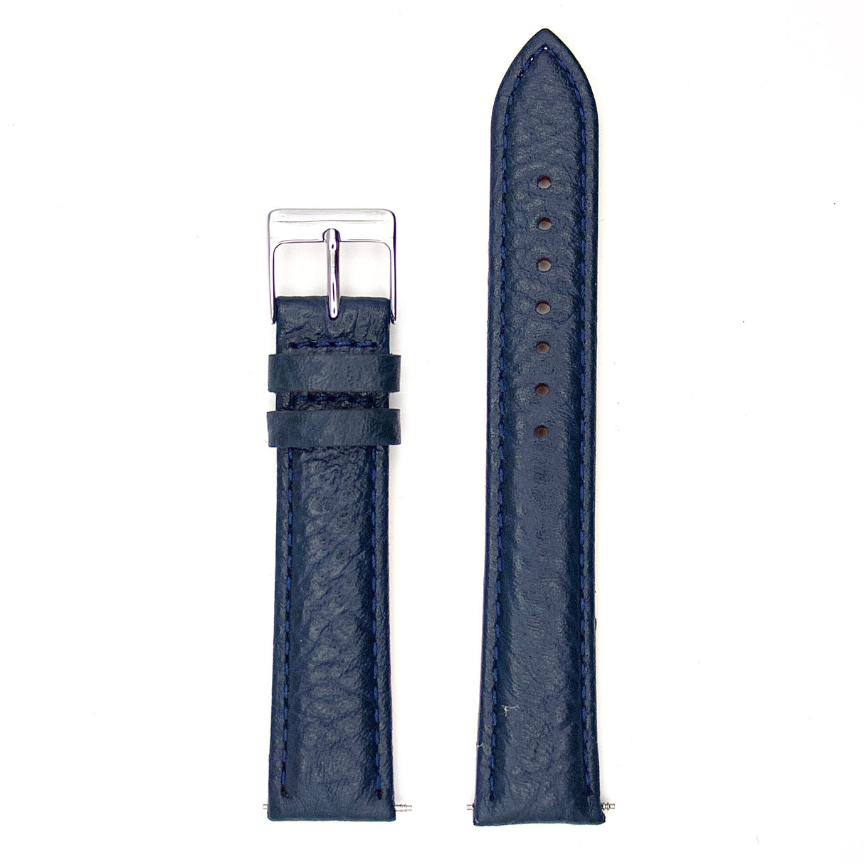 Buffalo Grain Genuine Leather Strap - Navy (by PERRIN)