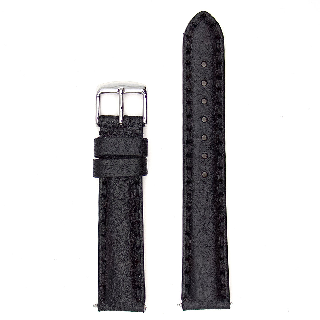Thick Stitched Genuine Leather Strap - Black (by PERRIN)