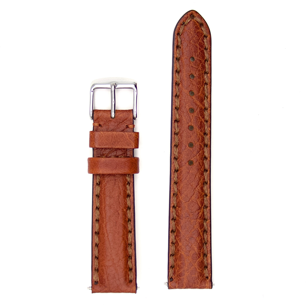 Thick Stitched Genuine Leather Strap - Tan (by PERRIN)