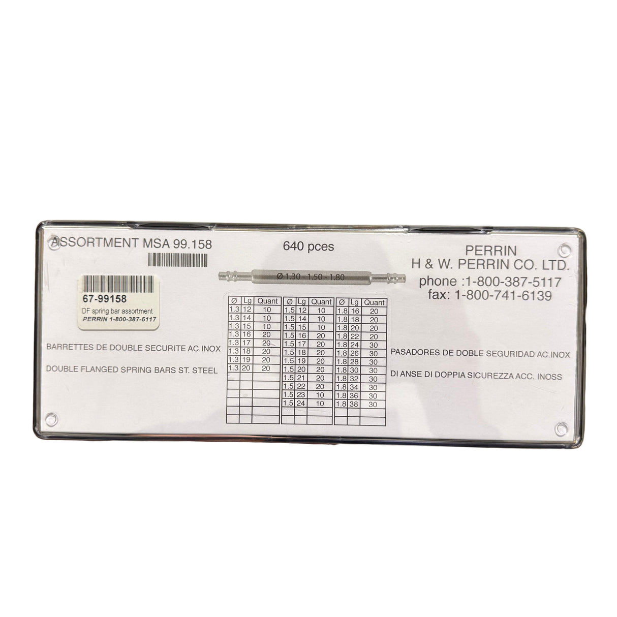 Stainless Steel Double Flange Spring Bars - Master Assortment up to 38mm