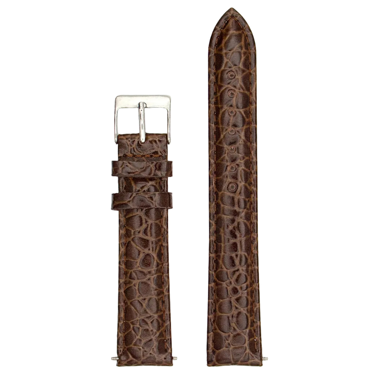 Padded Crocodile Grain Genuine Leather Strap - Brown (116)