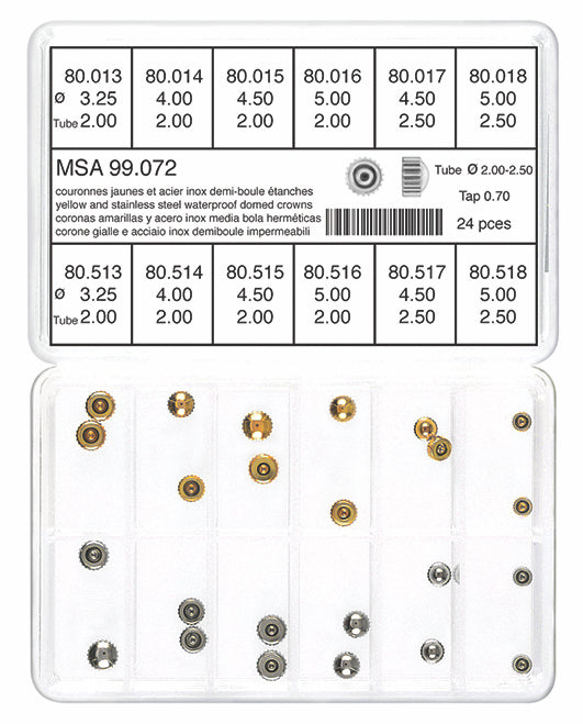 Water-Proof Domed Crown Assortment Tap 70 (24 Crowns, 12 models)