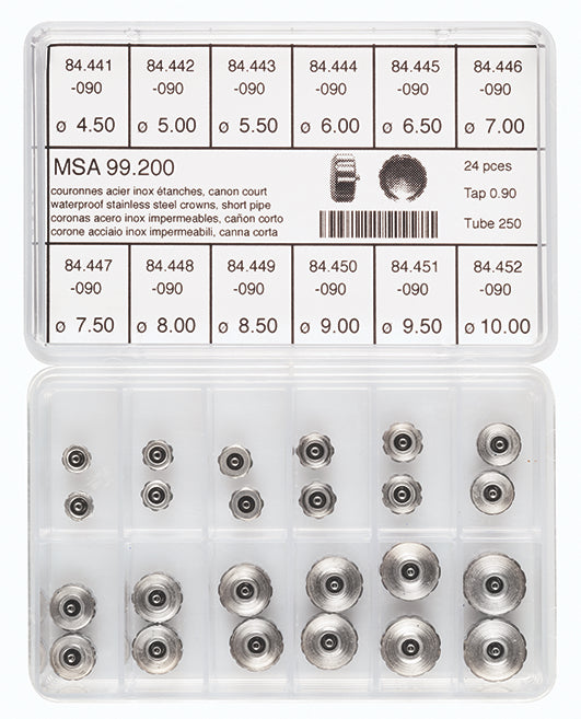 Water-Proof Short Pipe Crown Assortment 2.50mm Tube/Tap 90