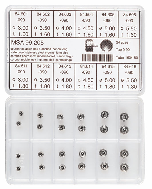 Water-Proof Long Pipe Crown Assortment 1.60mm & 1.80mm Tube/Tap 90