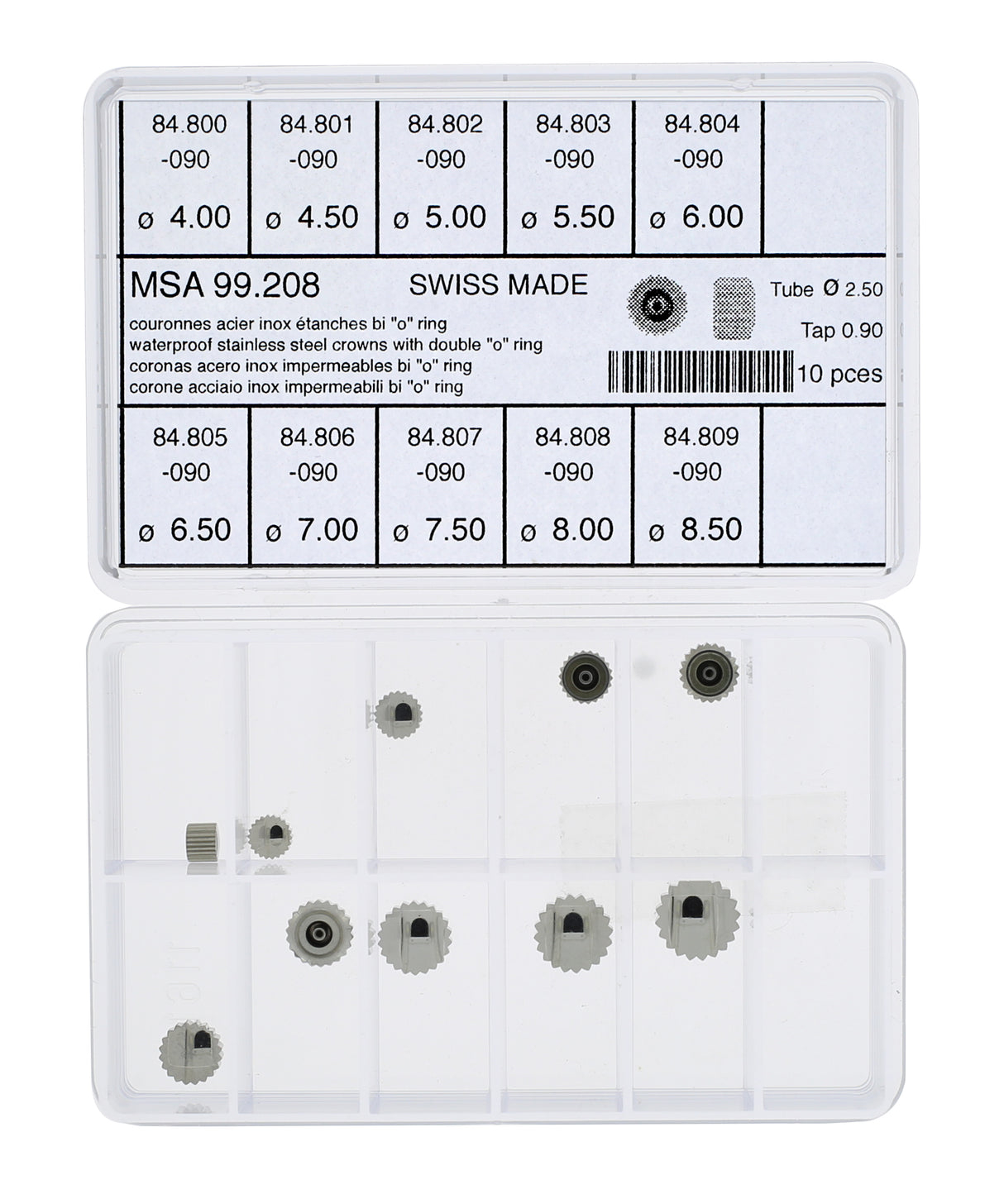 Water-Proof Short Pipe Double Gasket Crown Assortment 2.50mm Tube/Tap 90