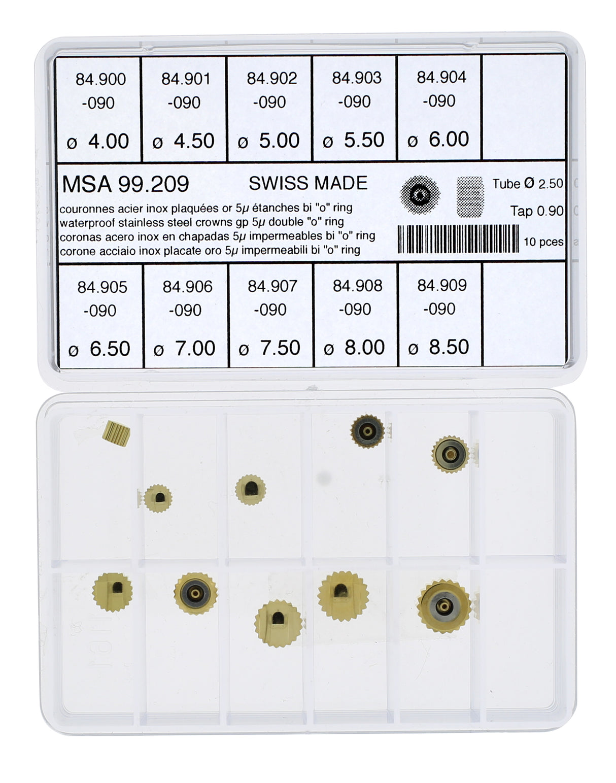 Water-Proof Short Pipe Double Gasket Yellow Crown Assortment 2.50mm Tube/Tap 90