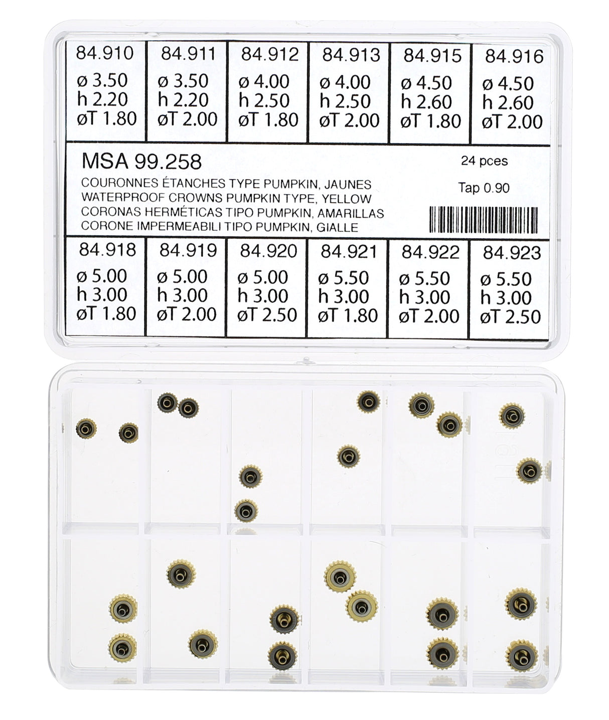 Yellow Pumpkin Shape Waterproof Long-pipe Crown Assortment (24 crowns/12 models)