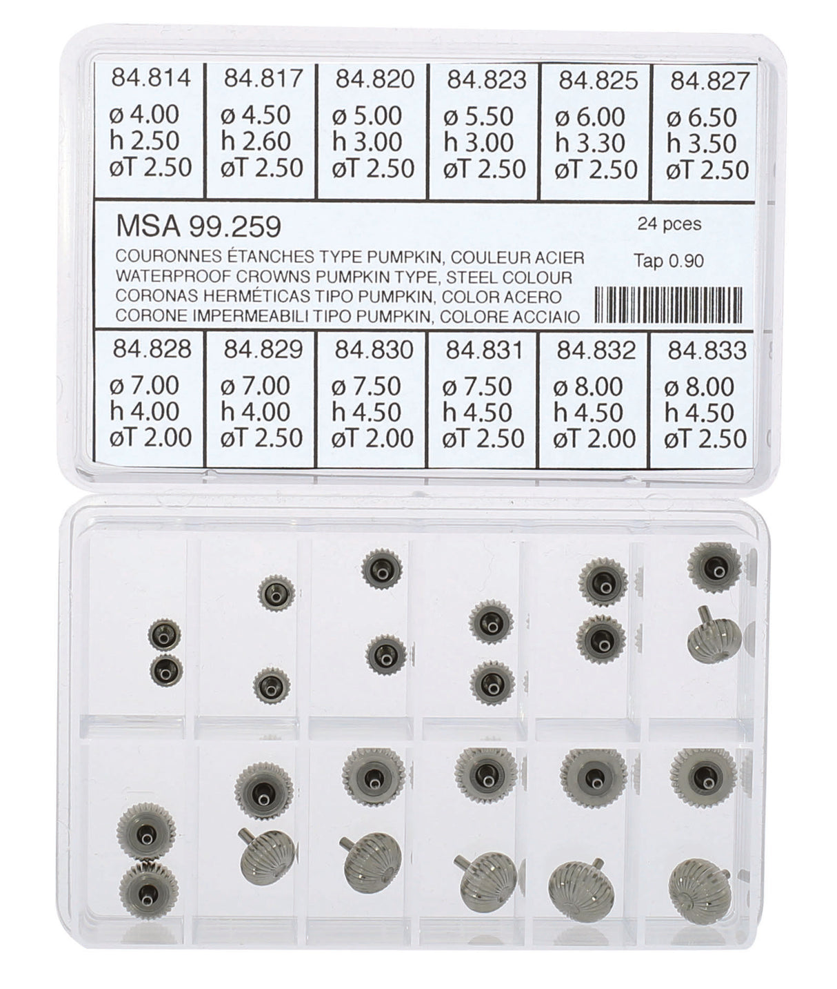 Large SS Pumpkin Shape Waterproof Long-pipe Crown Assortment (24 crowns/12 models)