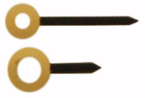 Omega® Hands (Hour and Minute), calibres: 480, 481, 482, 483, 484, 485, stick, black with yellow center, length 3.90 mm