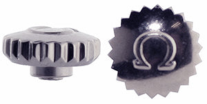 Omega® Crown (Dustproof, Tap 0.90 mm), steel, thin, slightly domed, diameter 5.00 mm, see all case numbers in description