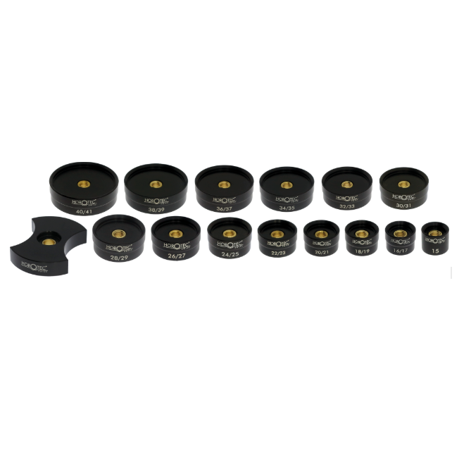 Horotec Assortment of 15 Reversible Screw-On Dies For Fitting Crystals With Tension Ring