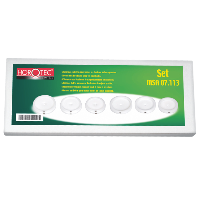 Horotec Assortment Of 6 Delrin® Reversible Dies For Snap-On Cases