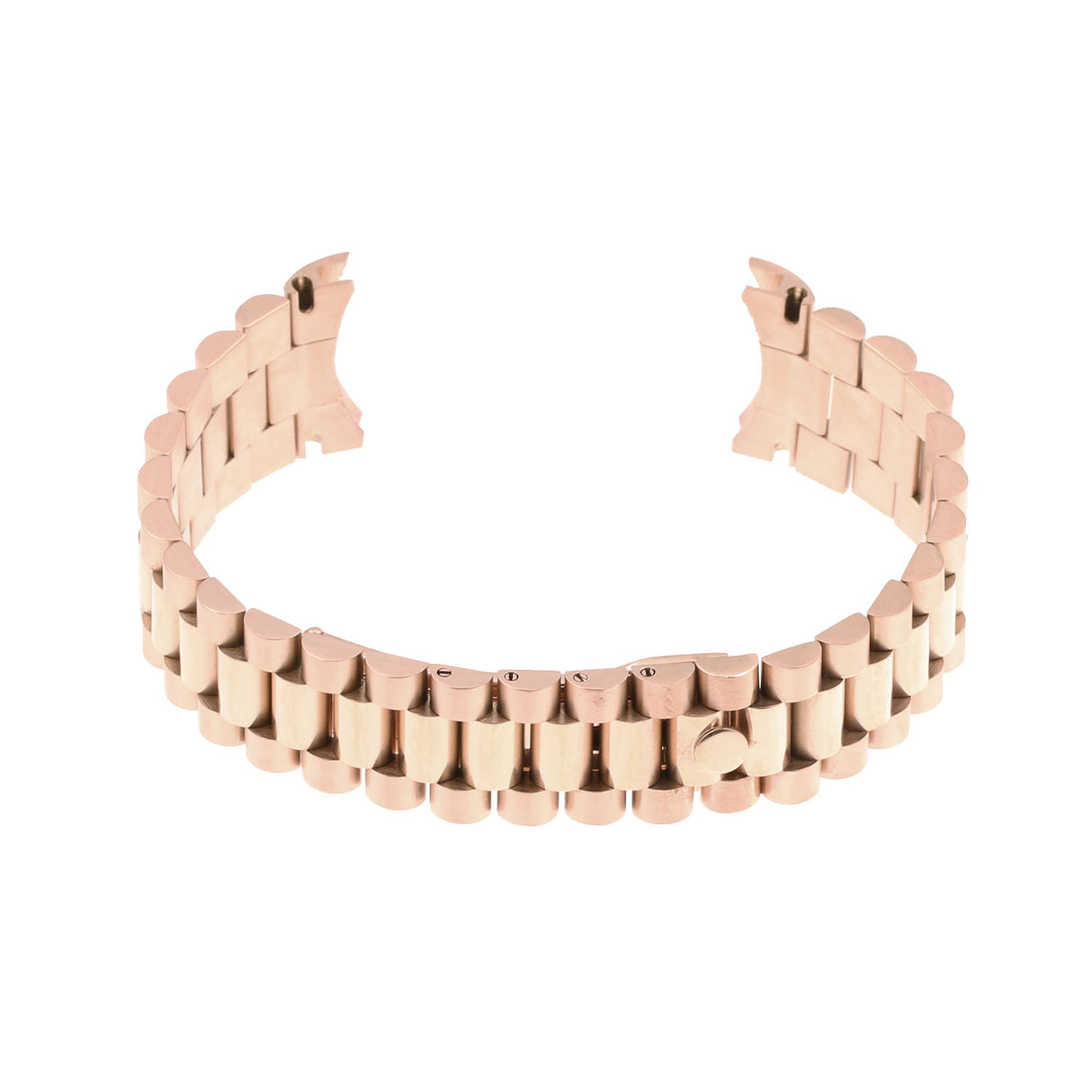 M.rx3.rg Curved Rose Gold Stainless Steel President Watch Strap Band For Rolex