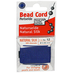 #12 Natural Silk Dark Blue Bead Cord