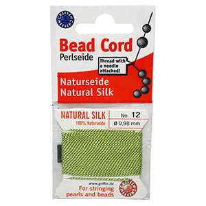 #12 Natural Silk Jade Green Bead Cord