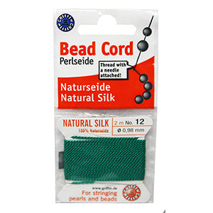 #12 Natural Silk Green Bead Cord