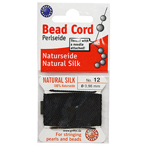 #12 Natural Silk Black Bead Cord