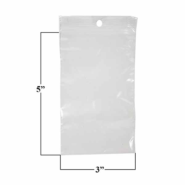 Clear "Mini-Grip" Zippak Bags - 3 x 5 Regular Weight