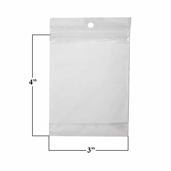 White Block "Mini-Grip" Zippak Bags - 3 x 4