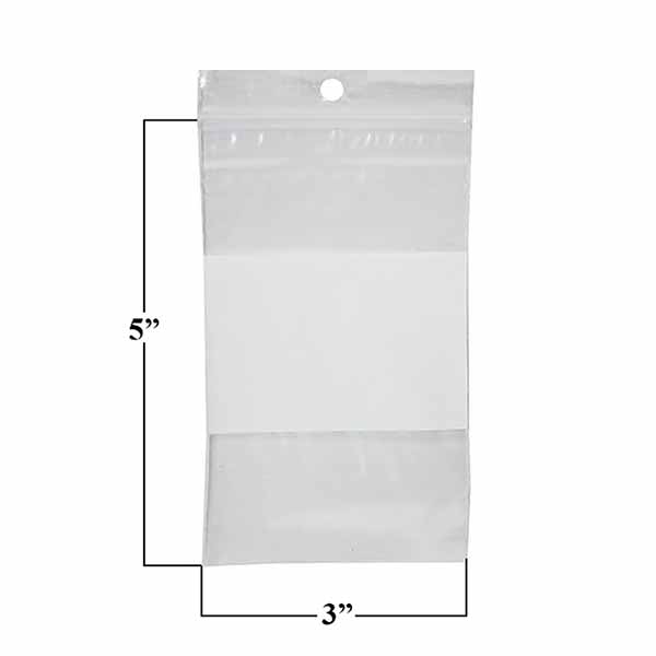 White Block "Mini-Grip" Zippak Bags - 3 x 5