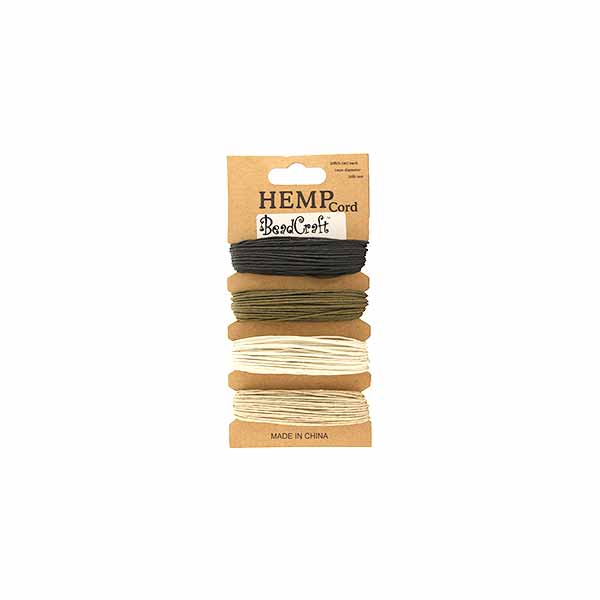 Hemp Cord Carded Set - Black/White/Brown/Tan