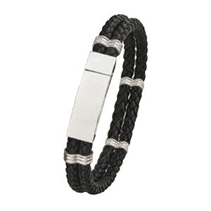 LB712 Steel and Leather Bracelet with Magnetic Clasp (11621443535)