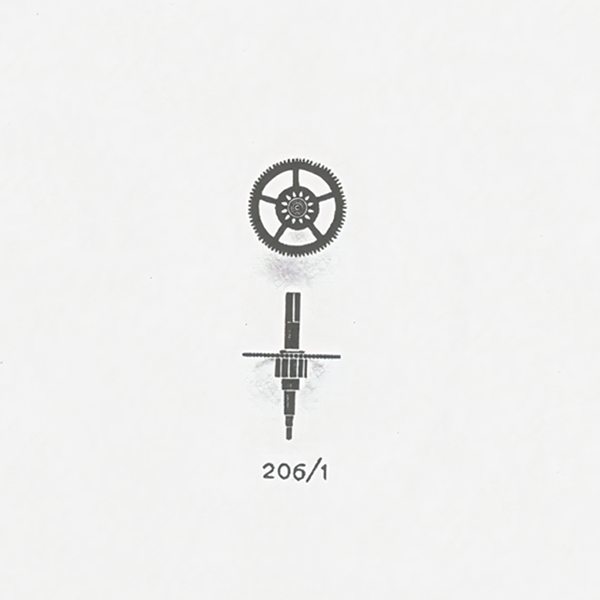 Jaeger LeCoultre® calibre # 225 large driving wheel and pinion with spindle threaded for key winding