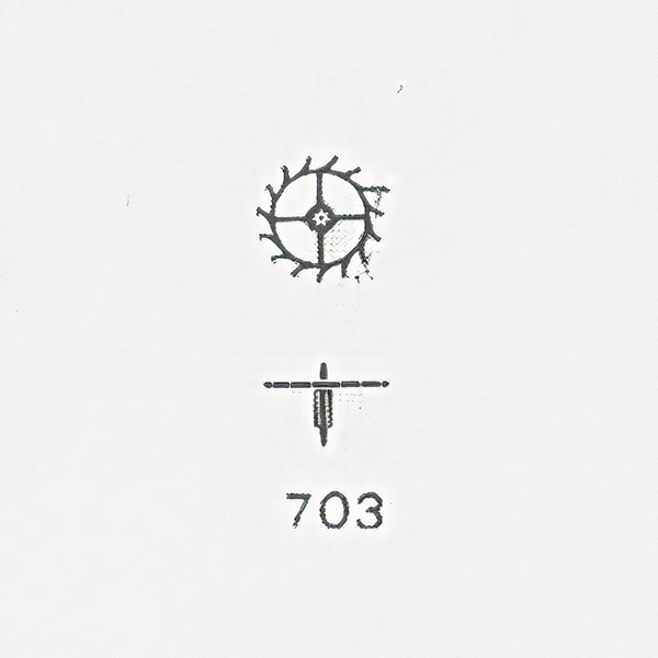 Jaeger LeCoultre® calibre # 479 escape wheel and pinion, pivoted, for lower end-piece