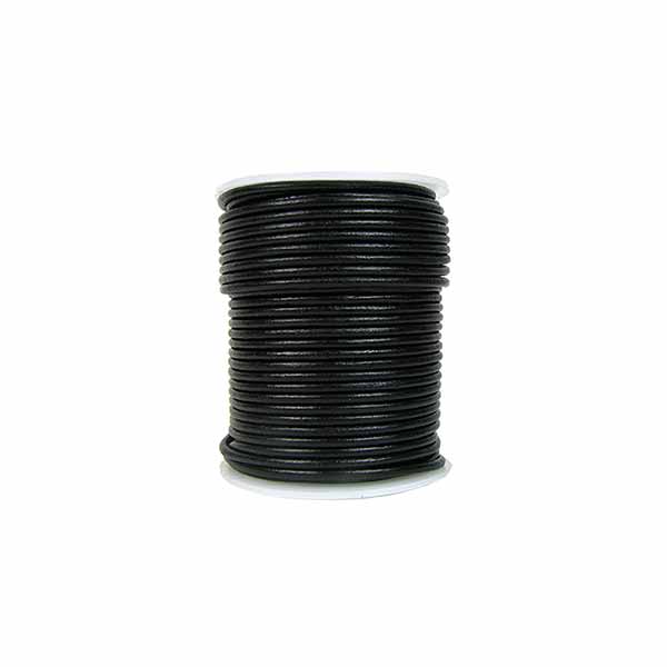 Black Leather Bead Cord - 1.00mm
