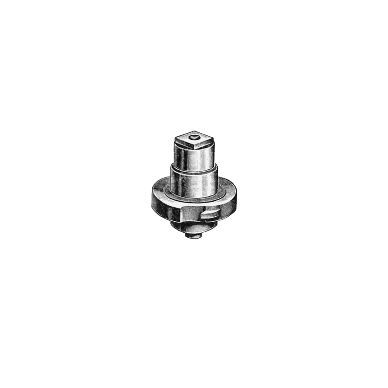 Genuine Omega® barrel arbor with short square, dia. of thread 1.10 mm, total height 6.30 mm, part number 007, fits Omega® 18