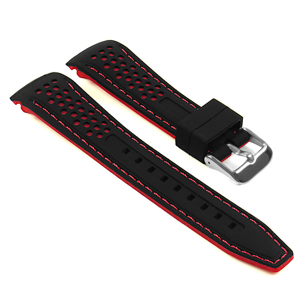 Perforated Rubber Strap in Black and Red