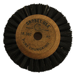 Wood Hub Wheel Brush, 2 Rows, Converging, Tapered Hole, Overall diameter 2"
