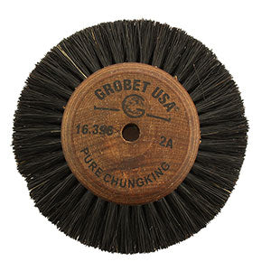 Wood Hub Wheel Brush, 2 Rows, Converging,  Overall diameter 3 1/8"