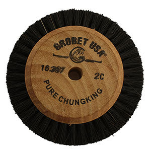 Wood Hub Wheel Brush, 2 Rows, Converging,  Overall diameter 2 5/8"